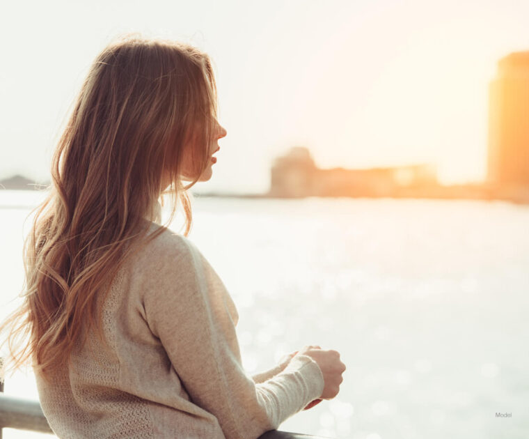 A Woman relaxing at the beach