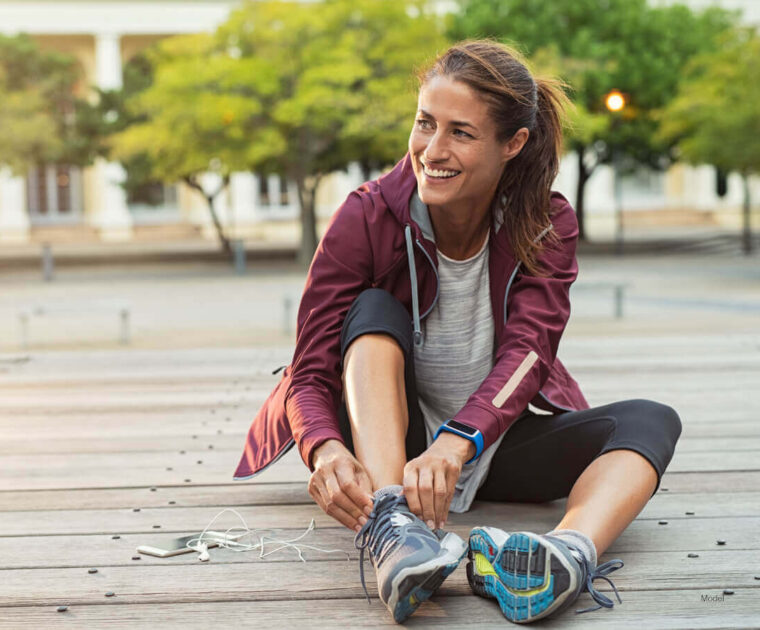 Mature woman out jogging