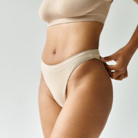 Woman wearing tan underwear